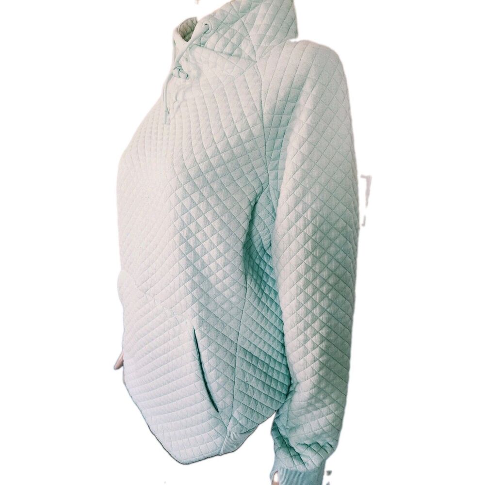 Green Tea Women's Green Quilted Pullover Casual Hoodie Size Medium - Picture 2 of 5